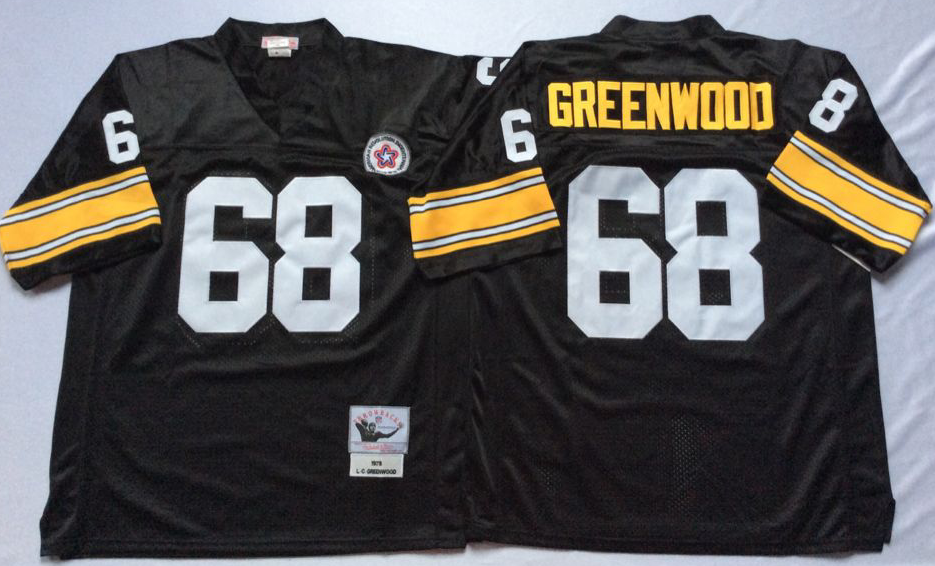 Men NFL Pittsburgh Steelers #68 Greenwood black Mitchell Ness jerseys